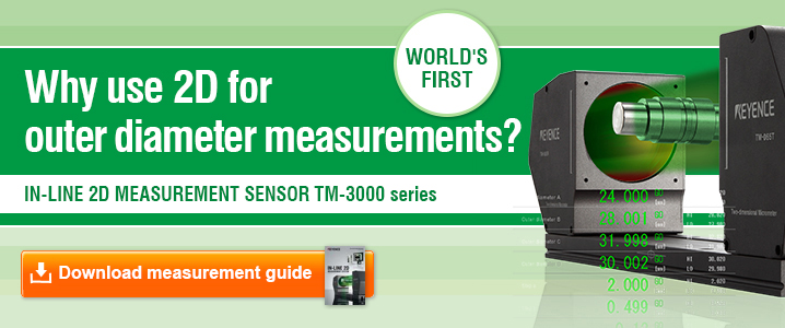 WORLD'S FIRST [Why use 2D for outer diameter measurements?] IN-LINE 2D MEASUREMENT SENSOR TM-3000 series [Download measurement guide]