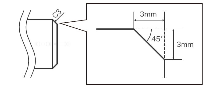 Notation of Chamfered Surfaces in Drawings