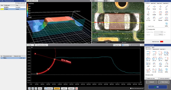 Profile measurement of a solder fillet 3D shape using the VR Series