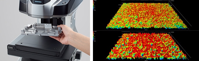 Advantage 1: Capable of measuring a wide area of up to 200 mm x 100 mm.