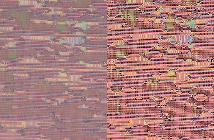 Left: former model/right: high-definition imaging with the VHX Series (3000x)