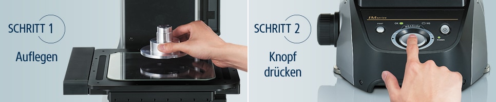 [SCHRITT1]Auflegen [SCHRITT2]Knopf drücken