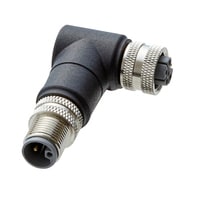 OP-88926 - Gewinkelter Stecker für die Spannungsversorgung M12, L-kodiert, Buchse auf M12, L-kodiert, Stecker