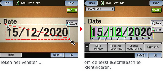 Teken het venster... / om de tekst automatisch te identificeren.