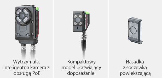 Wytrzymała, inteligentna kamera z obsługą PoE / Kompaktowy model ułatwiający doposażanie / Nasadka z soczewką powiększającą